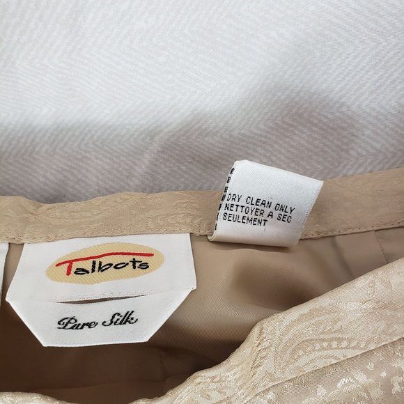 Talbots Light Golden Tan Embroidered Silk Dress Pants - Picture 9 of 9